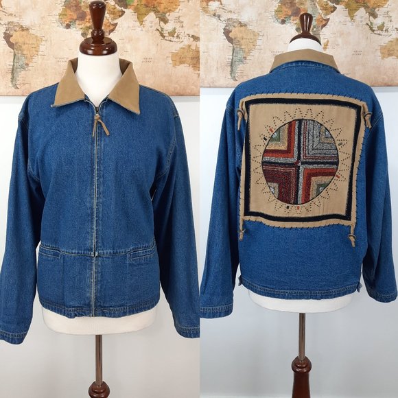 Vintage Jackets & Blazers - Vtg 90s beaded jean jacket - S Collection brand